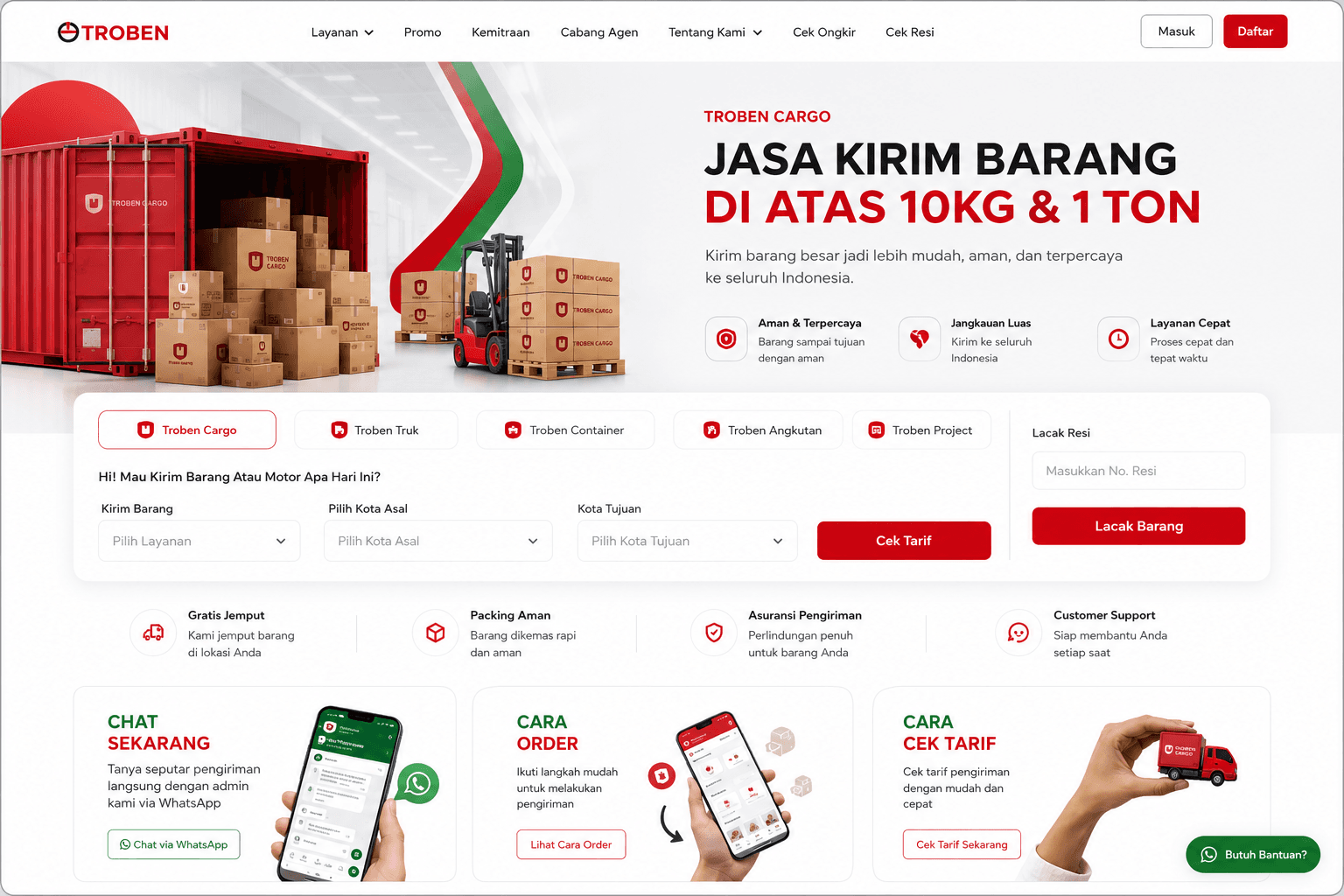 Trawlbens logistics landing page and service overview